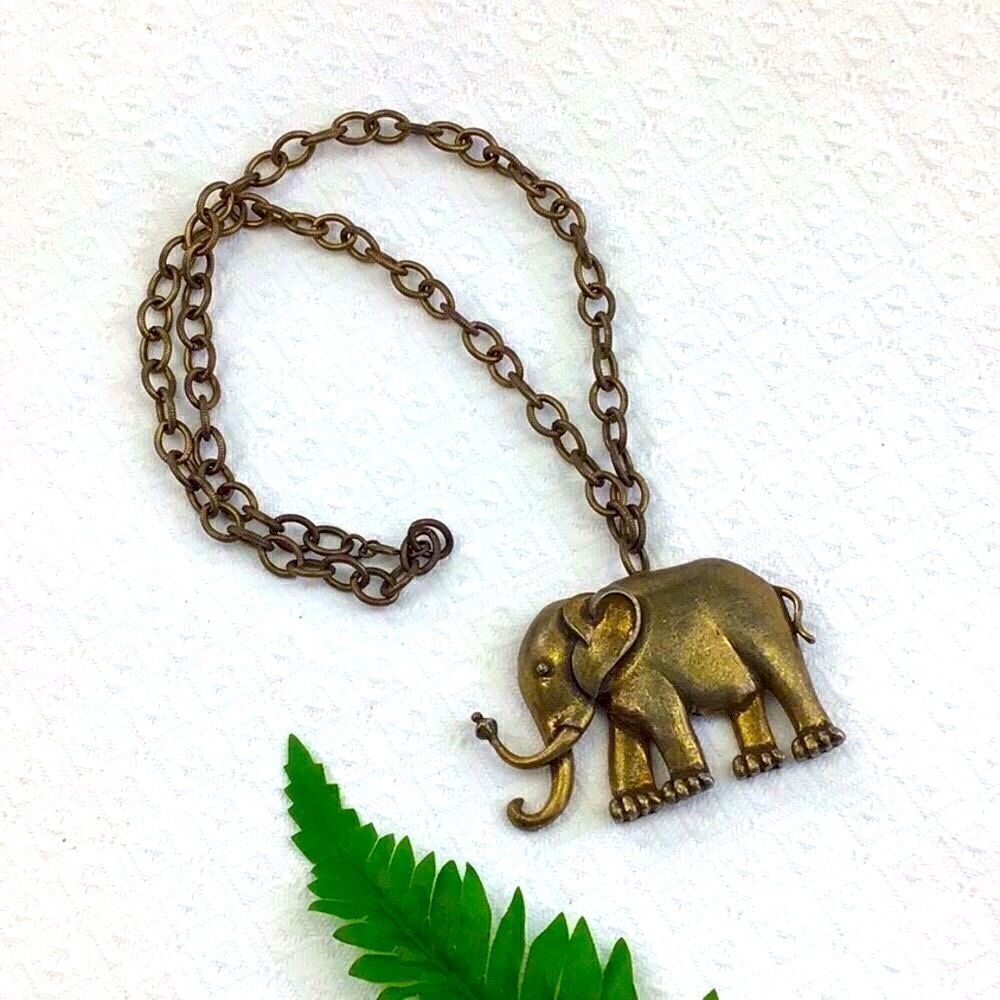 Metal Brutalist Elephant Necklace / Brooch